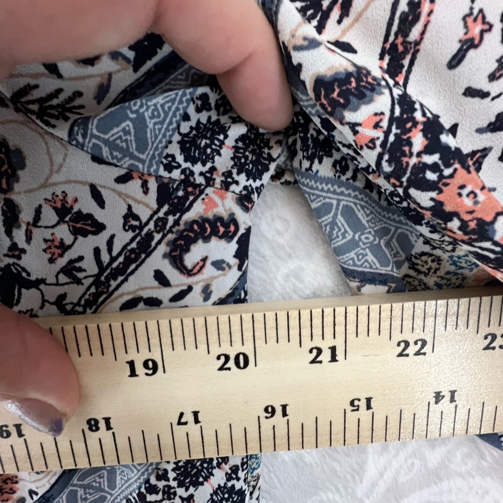XHILARATION OPEN FRONT CARDIGAN TOP OVERSIZED COVER UP LACE PRINT PINK BLUE EUC - Picture 5 of 11